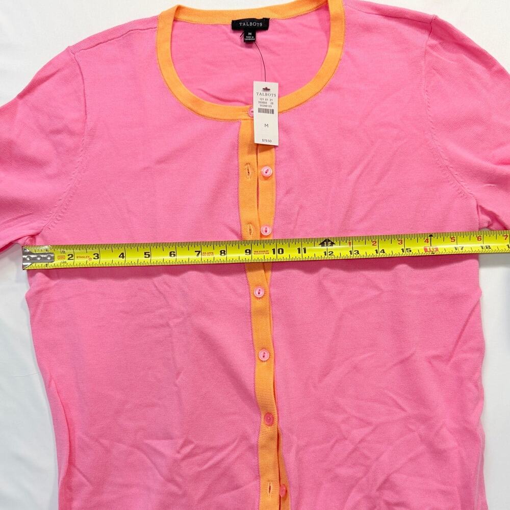 Talbots Pink Orange Cardigan Sweater Womens Medium NWT 3/4 Sleeve Lightweight - Picture 11 of 11